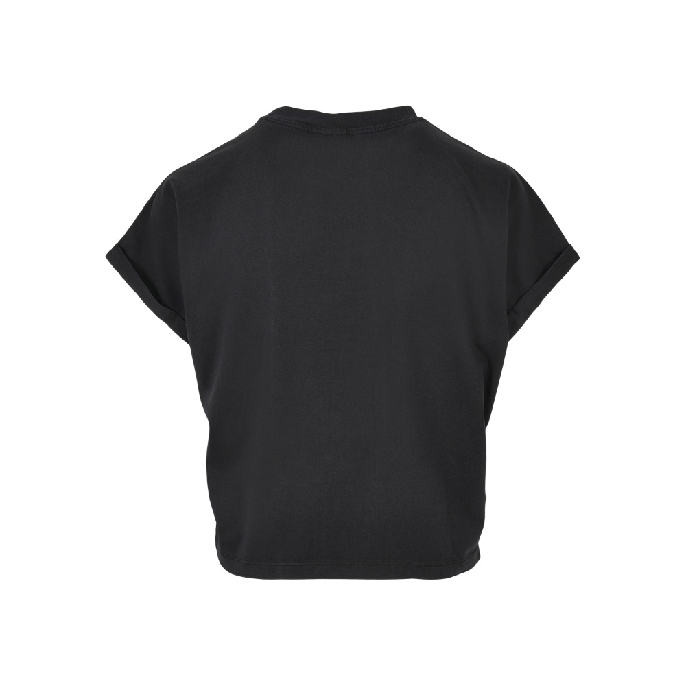 Urban Classics - Short Pigment Dye Cut On Sleeve Damen T-Shirt - Schwarz